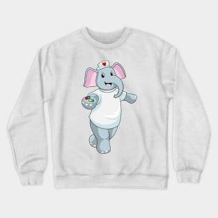 Elephant as Nurse with Medicine Crewneck Sweatshirt